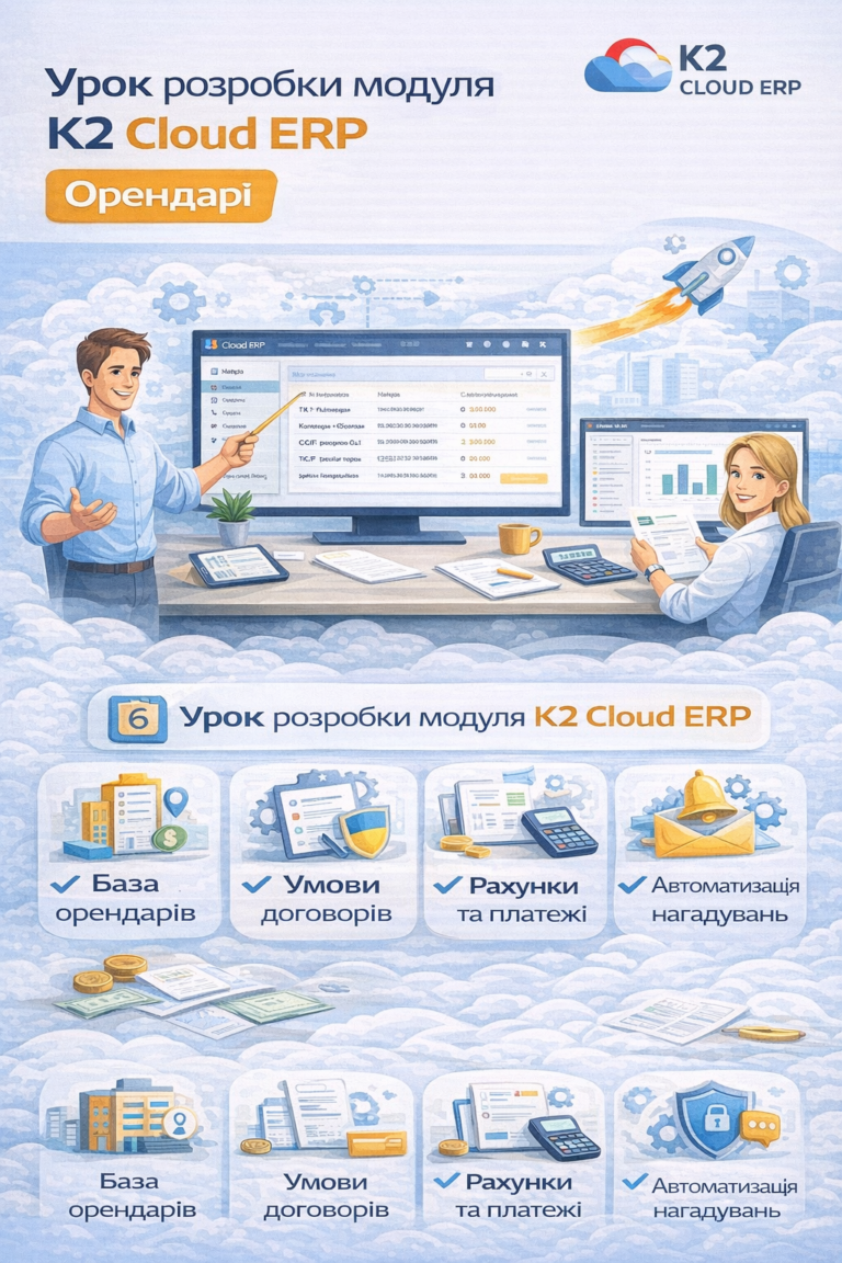 Чому Швидка розробка в K2 ERP. Модуль Орендарі вигідно з K2 ERP: Швидка розробка в K2 ERP. Модуль Орендар