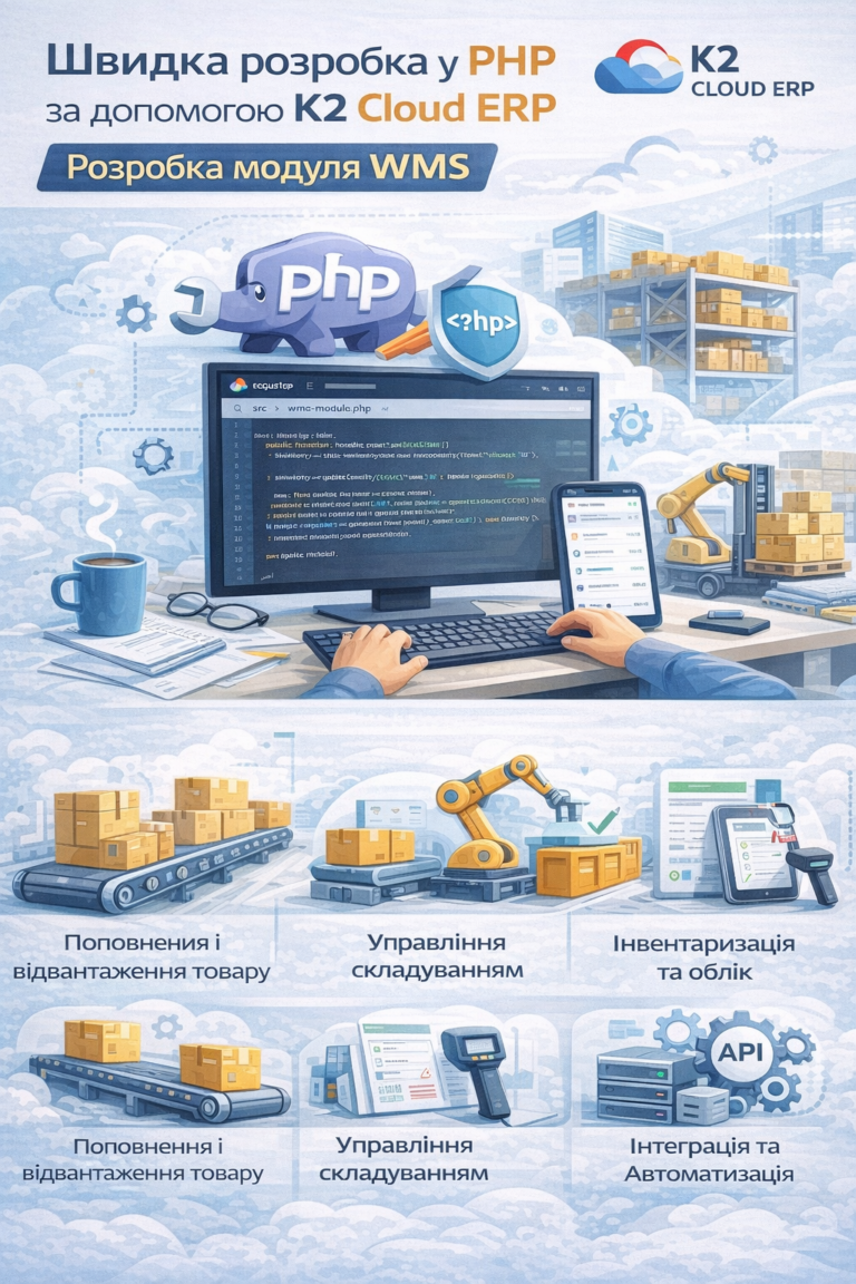 Швидка розробка в PHP за допомогою K2 ERP. Розробка модуля WMS