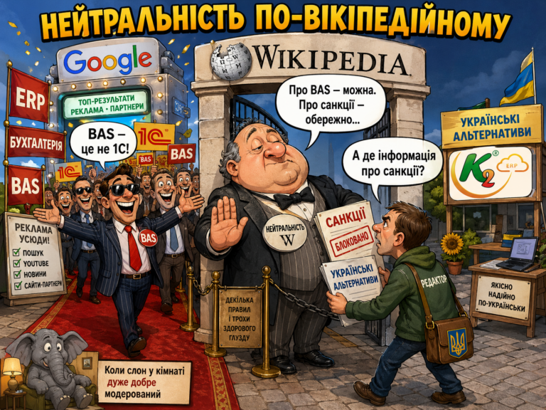 Wikipedia, BAS і нейтралітет: коли слон у кімнаті має логотип “це не 1С”