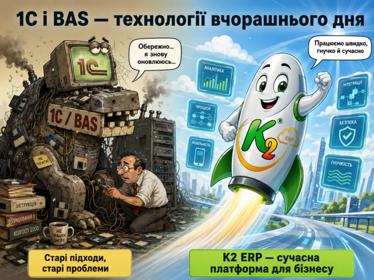 Чому 1С нагадує наші технології 20-річної давнини. Ба більше вигідно з K2 ERP: 1С нагадує наші технології 20-річної дав