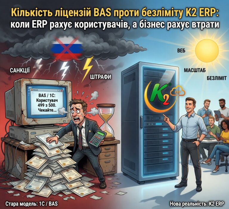 Чому Кількість ліцензій BAS проти безліміту K2 ERP вигідно з K2 ERP: Кількість ліцензій BAS проти безліміту K