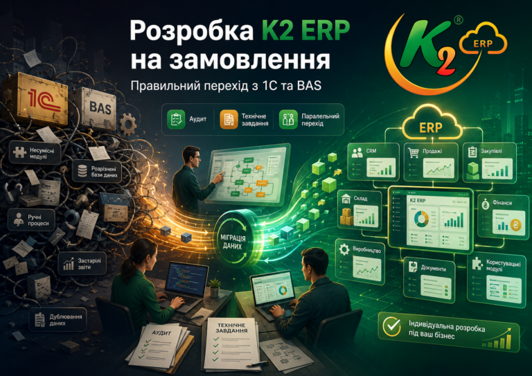 Чому Розробка K2 ERP на замовлення вигідно з K2 ERP: Розробка K2 ERP на замовлення
