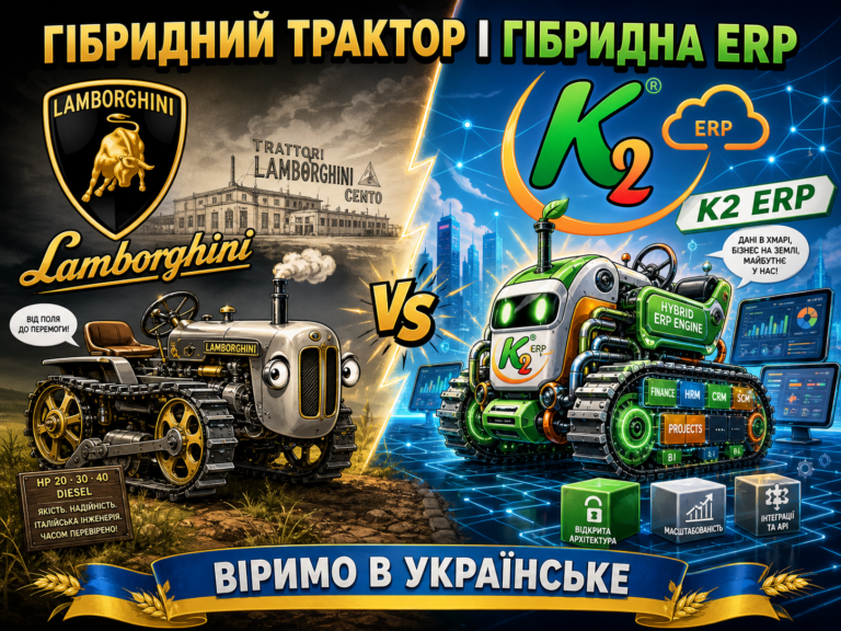 Чому Гібридний трактор Lamborghini і гібридна ERP K2 вигідно з K2 ERP: Гібридний трактор Lamborghini і гібридна